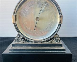 82______$2,500 
G. Jensen Johan Rhodes 925 Sterling Dessin Danemark barometer  on marble base 6x6x4
Acorn pattern, Weather station Barometer, Copenhagen 1933-1944