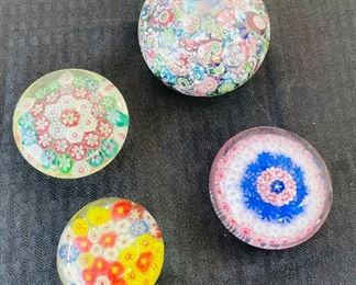 87______$100 
Lot of 4 paperweights millefiori 