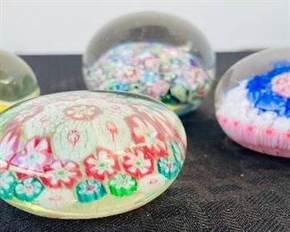 87______$100 
Lot of 4 paperweights millefiori 
