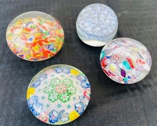 88A______$100 
Lot of 4 paperweights millefiori 