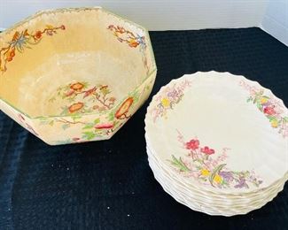 91______$90 
Set of 12 English dessert plates Spode Fairydale & bowl