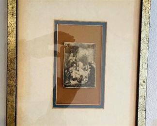121 - $200 Rembrandt  Etching religious scene (damages top left) 7x9