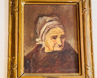 #123 - $200 - Edouard Richard(1883-1955) portrait of an aging lady 11x13 