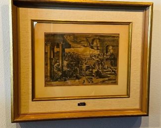 #120 - $200 - Raphael etching "The Baptism" 26x21