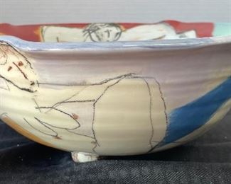 109______$80 
Set of 2 glazed pottery  bowls Wittenberg 12/99 Nudes dancing 