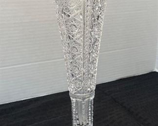 #138 - $50 Large tall cut crystal vase with Monteith cut 