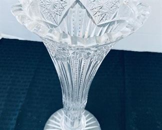 #141 -$50  Tall cut crystal vase trumpet shaped