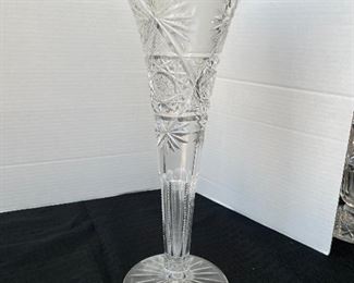 #141 -$50  Tall cut crystal vase trumpet shaped