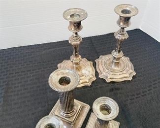 #147-  $80 Lot of silver 5 plated candlesticks 