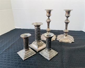 #147-  $80 Lot of silver 5 plated candlesticks 