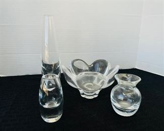 #148 - $60 Lot of mid century modern glass vases (3) & 1 bowl