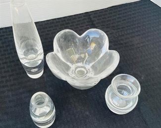 #148 - $60 Lot of mid century modern glass vases (3) & 1 bowl
