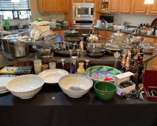 THE KITCHEN IS OVER LOADED ON WONDERFUL COOKWARE , ALL LIKE NEW, AND READY TO REPURPOSED TO YOU HOME