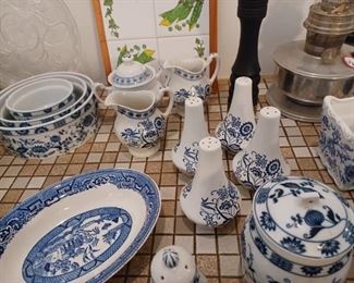 Blue and white dinnerware