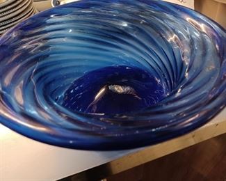 Handblown blue glass