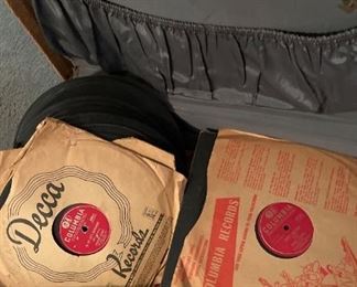 Vintage Suitcase With Vintage Records
