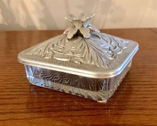 Small Aluminum Lidded Glass Dish