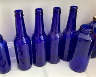 Blue Glass Bottles 