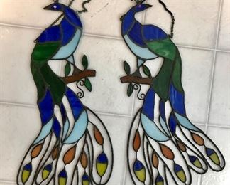 Stained Glass Peacock Hangings 