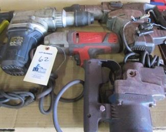 LOT OF ELECTRIC HAND TOOLS FOR PARTS AND REPAIR