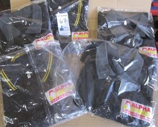 LOT OF 5 "ALPHA TOOL & EQUIPMENT" POLO SHIRTS NOS INCLUDING 2-LARGE, 3-X LARGE