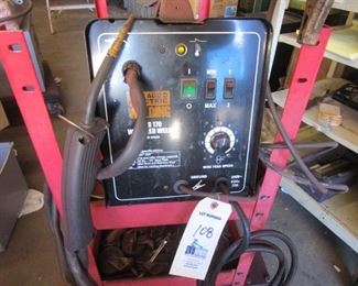 CHICAGO ELECTRIC MIG 170 WELDER ON ROLLING CART WITH CONTENTS INCLUDED