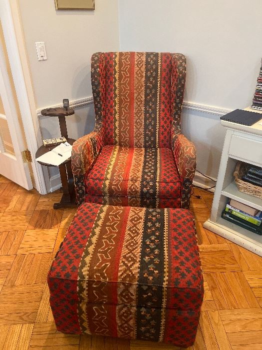 Upholstered Chair with Kilim Rug Pattern