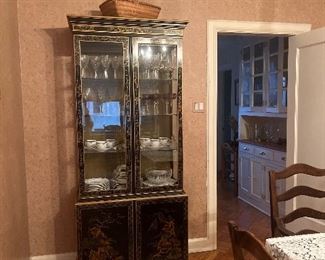Asian Inspired China Cabinet & Contents