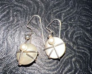 Silver & Pearl Pierced earrings