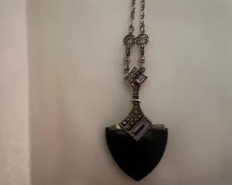 marcasite and onyx necklace