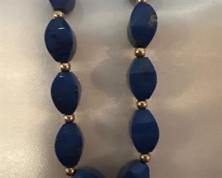 lapis lazuli necklace with 14 kt gold beads