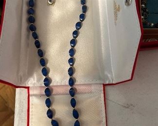 lapis lazuli and 14 kt gold bead necklace