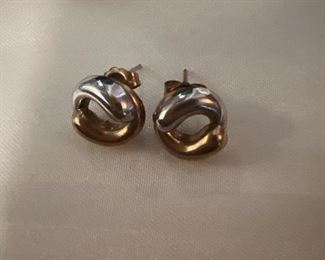 gold and silver post earrings