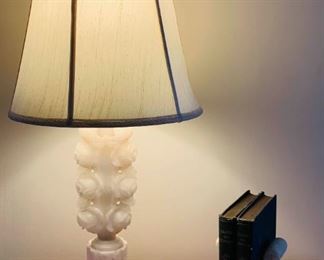 Carved Alabaster Lamp and Bookends