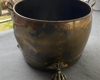 Copper Brass Footed Log Pot