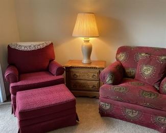 Chairs, Ottoman, End Table, Lamp Set