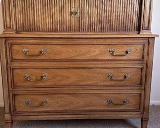 Mid Century Drexel Mahogany Chest of Drawers with Sliding Cabinet Front