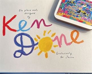 Retro Ken Done 5 Coasters and 6 Placemats in Original Box