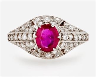 7: Platinum Burma Ruby and Diamond Ring
