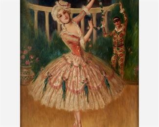 12: ARCHIE GUNN "Harlequin Dancers" (Oil on Canvas)