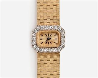 14: Longines 14k Diamond Ladies Watch w/14k Brick Link Band