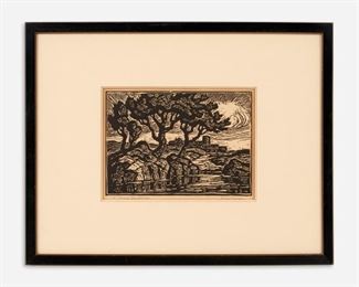 20: BIRGER SANDZEN "A Kansas Landscape" (1935 Linocut)