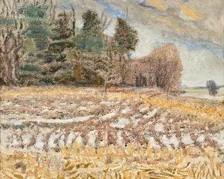 19: ROBERT SUDLOW "Sketch of a Snowy Wood" (1965 Oil)