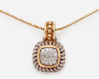 35: David Yurman Diamond Pendant & RCI 14k chain.
