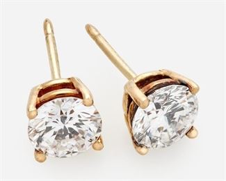 40: Diamond Stud Earrings: 2 CTW, 18K
