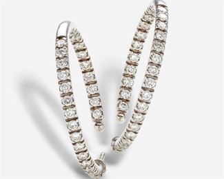 44: Designer Diamond Inside Out Hoop Earrings: 18k, 1.45 ctw