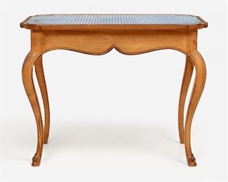 48: Vintage French Pine Table with Velvet Top