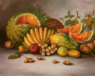 54: JD CASTRO Still Life with Fruit (1967 Oil)