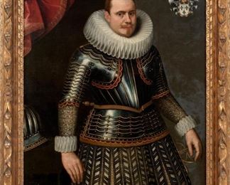 55: 17th Century Oil Portrait of an Armored Gentleman