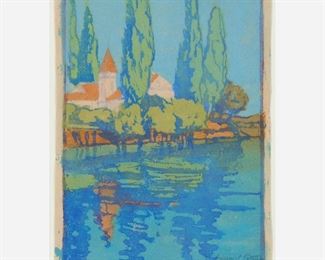 72: MARGARET PATTERSON "Vignole from a Gondola" (Woodcut)